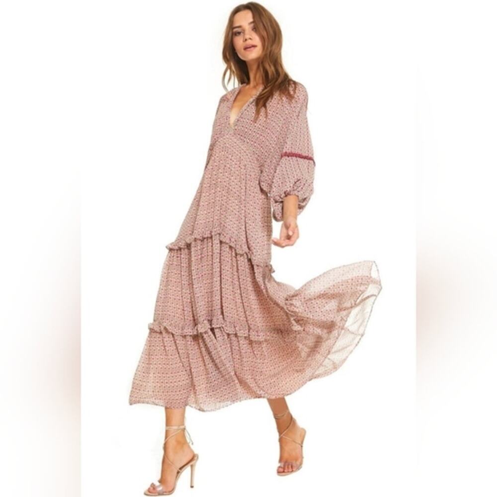 Misa Los Angeles Stefanya Floral Tiered Midi/Maxi Dress, size S